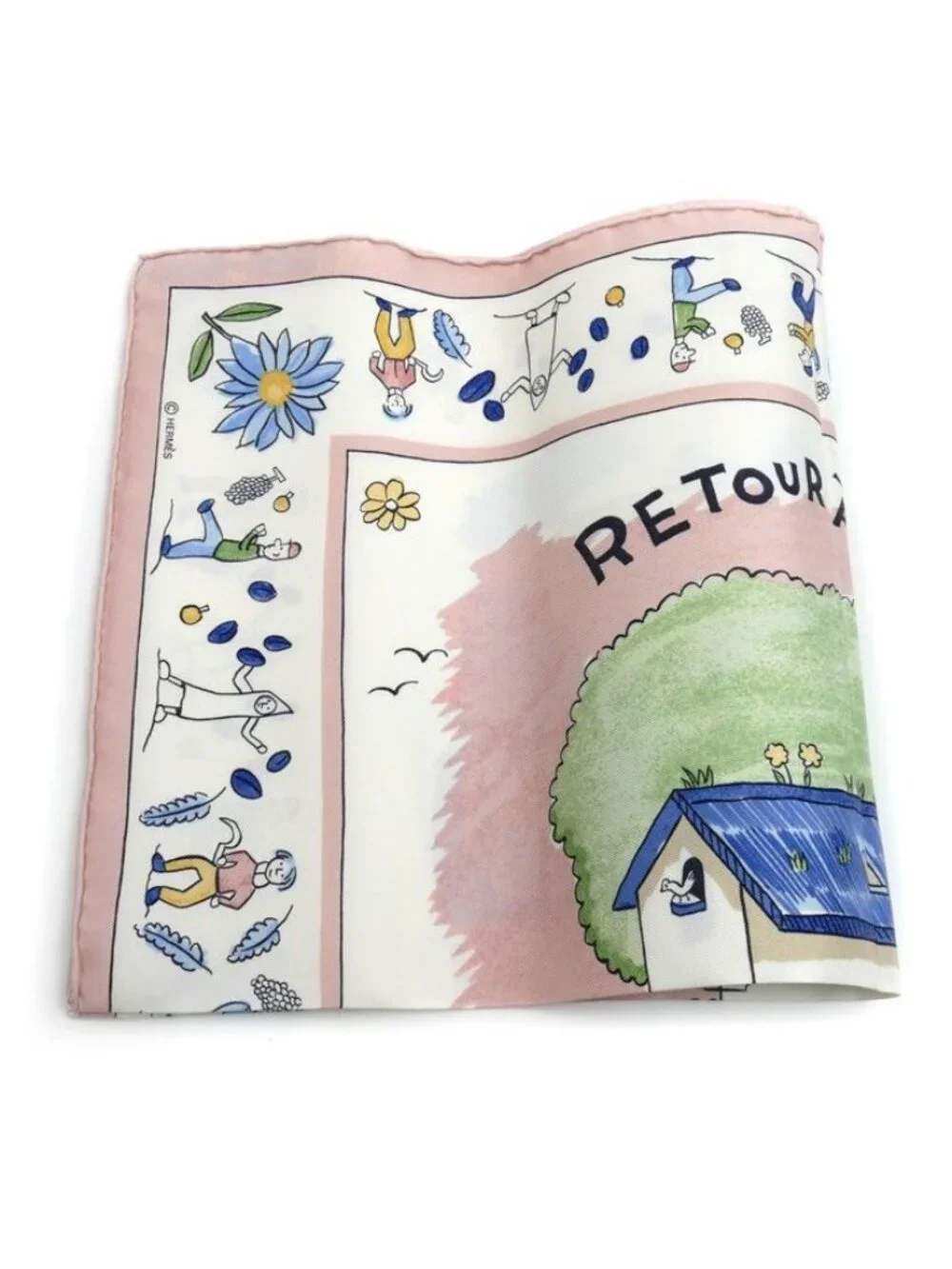 Hermes Carre 45 RE Tour a la Terre Scarf Multicolor Go Vintage